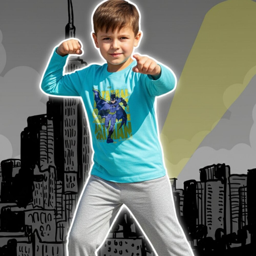 Batman Kids Pajama Set – Superhero Nightwear, Never Give Up Print NWT